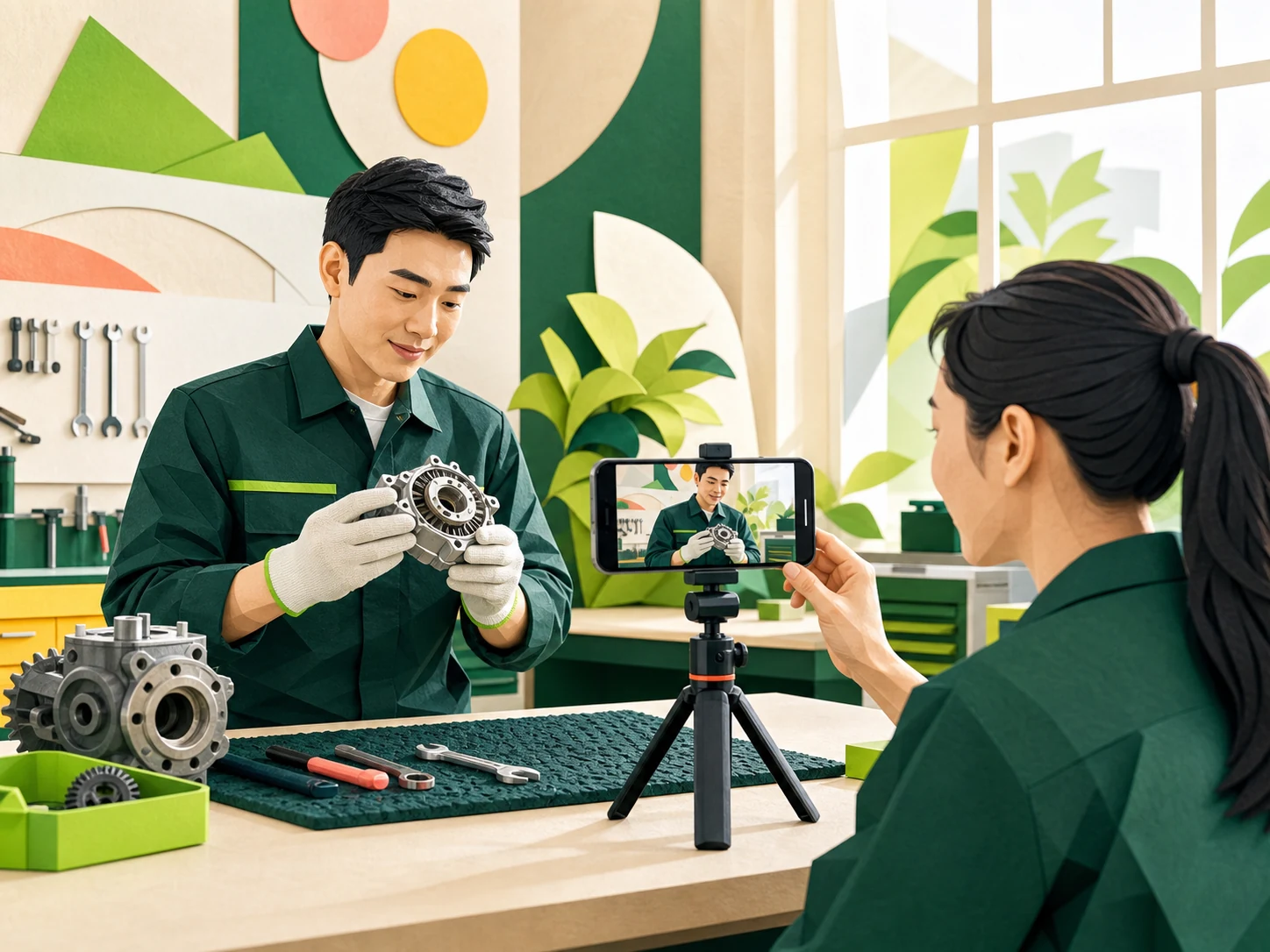 Điện thoại ghi hình ngang một thao tác kỹ năng trong khung hình ổn định
